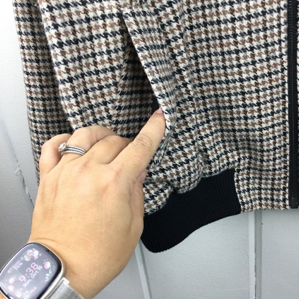 Lili Sidonio by Molly Bracken, Houndstooth Bomber Jacket - Size Medium - Picture 7 of 10